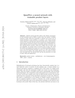 QuasiNet: a neural network with trainable product layers