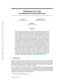 Multimodal Gen-AI for Fundamental Investment Research