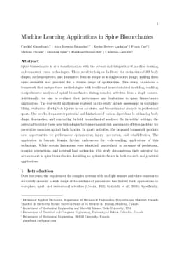Machine Learning Applications in Spine Biomechanics