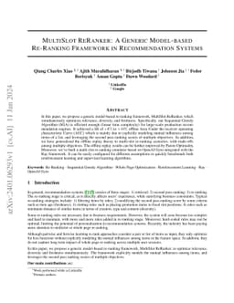 MultiSlot ReRanker: A Generic Model-based Re-Ranking Framework in
  Recommendation Systems