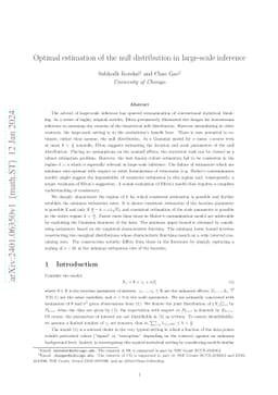 Optimal estimation of the null distribution in large-scale inference