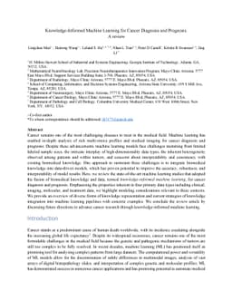 Knowledge-Informed Machine Learning for Cancer Diagnosis and Prognosis:
  A review