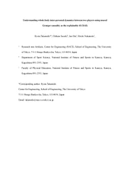 Understanding whole-body inter-personal dynamics between two players
  using neural Granger causality as the explainable AI (XAI)