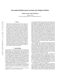 Personalized Reinforcement Learning with a Budget of Policies