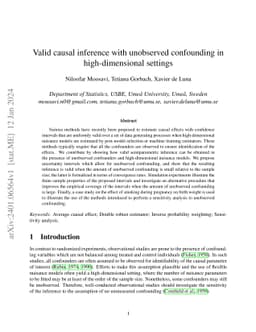 Valid causal inference with unobserved confounding in high-dimensional
  settings