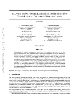 Mapping Transformer Leveraged Embeddings for Cross-Lingual Document
  Representation