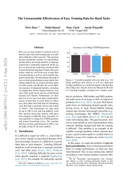 The Unreasonable Effectiveness of Easy Training Data for Hard Tasks
