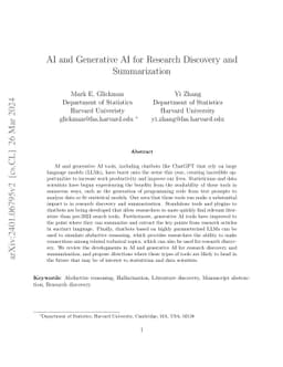 AI and Generative AI for Research Discovery and Summarization