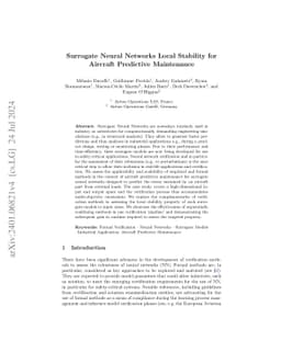 Surrogate Neural Networks Local Stability for Aircraft Predictive
  Maintenance