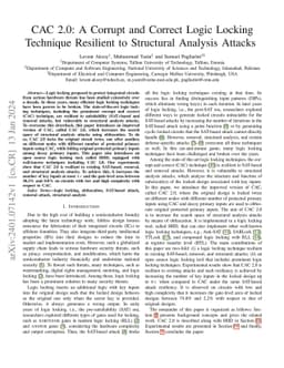 CAC 2.0: A Corrupt and Correct Logic Locking Technique Resilient to
  Structural Analysis Attacks