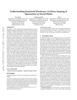 Understanding Emotional Disclosure via Diary-keeping in Quarantine on
  Social Media
