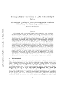 Editing Arbitrary Propositions in LLMs without Subject Labels