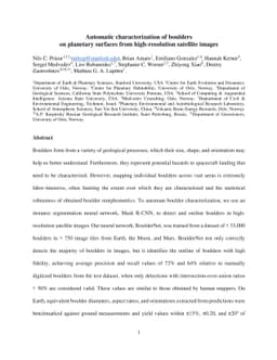 Automatic characterization of boulders on planetary surfaces from
  high-resolution satellite images