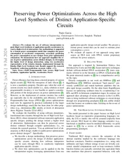 Preserving Power Optimizations Across the High Level Synthesis of
  Distinct Application-Specific Circuits