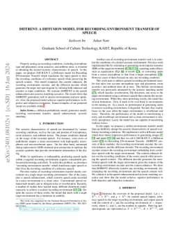DIFFRENT: A Diffusion Model for Recording Environment Transfer of Speech