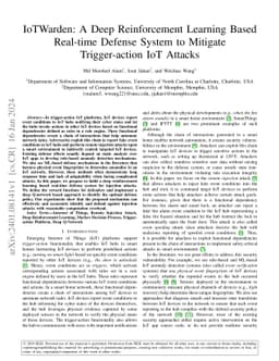 IoTWarden: A Deep Reinforcement Learning Based Real-time Defense System
  to Mitigate Trigger-action IoT Attacks