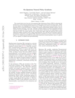 On Quantum Natural Policy Gradients