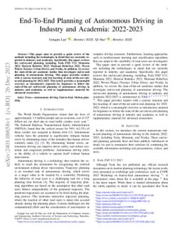 End-To-End Planning of Autonomous Driving in Industry and Academia: 2022-2023