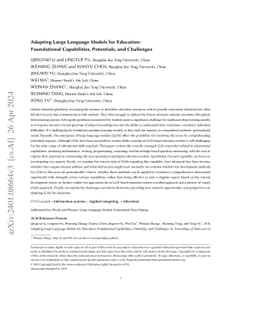 Adapting Large Language Models for Education: Foundational Capabilities,
  Potentials, and Challenges