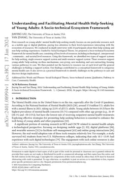 Understanding and Facilitating Mental Health Help-Seeking of Young
  Adults: A Socio-technical Ecosystem Framework