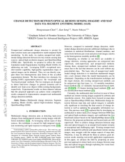 Change Detection Between Optical Remote Sensing Imagery and Map Data via
  Segment Anything Model (SAM)