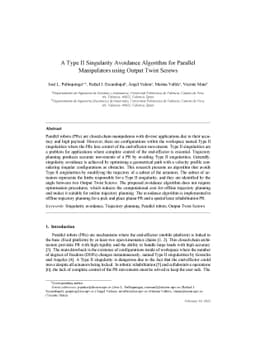 A Type II Singularity Avoidance Algorithm for Parallel Manipulators
  using Output Twist Screws