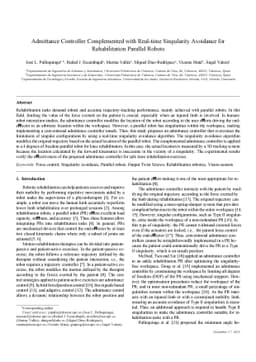 Admittance Controller Complemented with Real-time Singularity Avoidance
  for Rehabilitation Parallel Robots