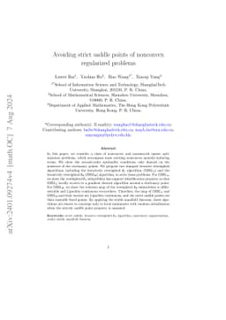 Avoiding strict saddle points of nonconvex regularized problems