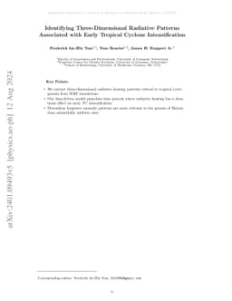 Identifying Three-Dimensional Radiative Patterns Associated with Early
  Tropical Cyclone Intensification