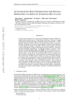 Accelerating Data Generation for Neural Operators via Krylov Subspace
  Recycling