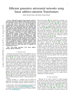 Efficient generative adversarial networks using linear
  additive-attention Transformers
