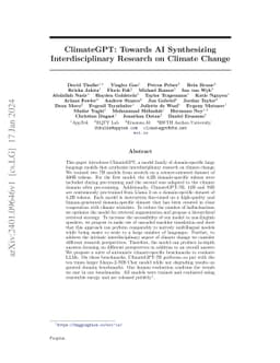 ClimateGPT: Towards AI Synthesizing Interdisciplinary Research on
  Climate Change
