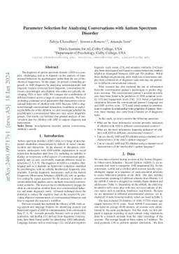 Parameter Selection for Analyzing Conversations with Autism Spectrum
  Disorder