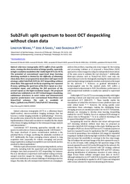 Sub2Full: split spectrum to boost OCT despeckling without clean data