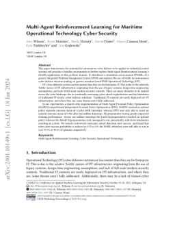 Multi-Agent Reinforcement Learning for Maritime Operational Technology
  Cyber Security