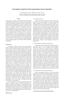 Knowledge Graph Driven Recommendation System Algorithm