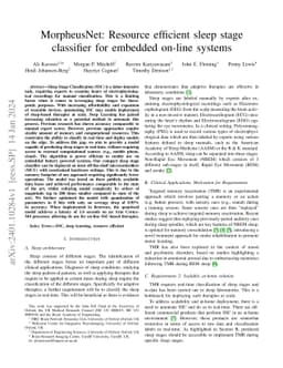 MorpheusNet: Resource efficient sleep stage classifier for embedded
  on-line systems