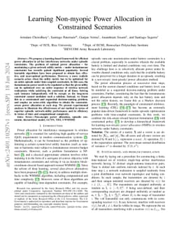 Learning Non-myopic Power Allocation in Constrained Scenarios
