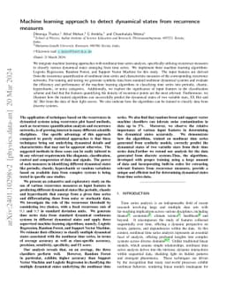 Machine learning approach to detect dynamical states from recurrence
  measures
