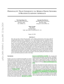 Personality Trait Inference Via Mobile Phone Sensors: A Machine Learning
  Approach