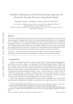 Intelligent Optimization and Machine Learning Algorithms for Structural
  Anomaly Detection using Seismic Signals