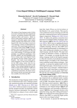 Cross-lingual Editing in Multilingual Language Models