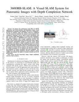 360ORB-SLAM: A Visual SLAM System for Panoramic Images with Depth
  Completion Network