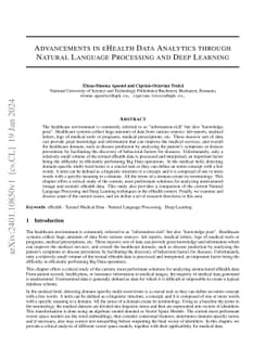 Advancements in eHealth Data Analytics through Natural Language
  Processing and Deep Learning