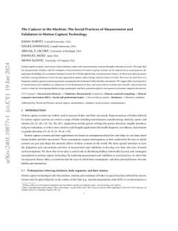 The Cadaver in the Machine: The Social Practices of Measurement and
  Validation in Motion Capture Technology