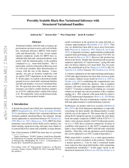 Provably Scalable Black-Box Variational Inference with Structured
  Variational Families