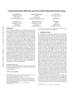 Communication Efficient and Provable Federated Unlearning