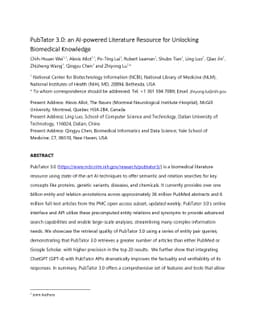 PubTator 3.0: an AI-powered Literature Resource for Unlocking Biomedical
  Knowledge