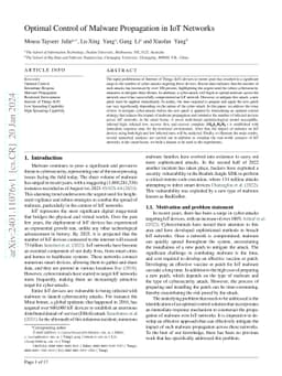 Optimal Control of Malware Propagation in IoT Networks
