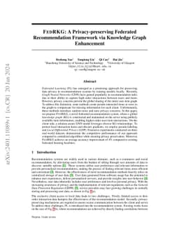 FedRKG: A Privacy-preserving Federated Recommendation Framework via
  Knowledge Graph Enhancement